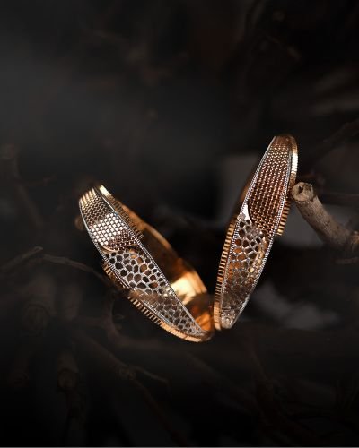 Openwork rose-gold kada bangle