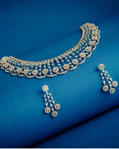 Diamond bridal necklace and earring set