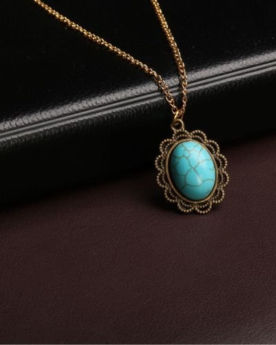 Turquoise cameo pendant